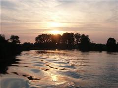 Grußkarte - Sonnenuntergang auf Fluss